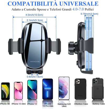 4 in 1 Supporto Telefono Auto, [Stabile & Multifunzionale], Porta Cellulare Auto Universale a Braccio Lungo per Cruscotto, Parabrezza E Presa D'Aria, Compatibile Tutti I Telefoni Da 4-7"