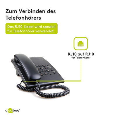 50270 Cavo a Spirale per Cornetta Telefonica, Cavo Piatto Con Spina Rj10 (4P4C) a Spina Rj10 (4P4C); Nero; 2 Metri