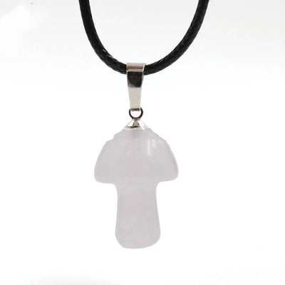 Natural Crystal Mini Small Mushroom Pendant Necklace