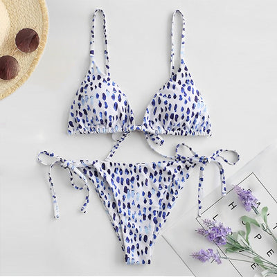 Bikini Split Swimsuit Double-Sided Leopard Snakeskin Print Sexy Bikini Swimsuit