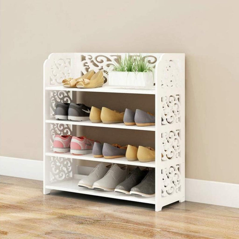 Portascarpe Organizer Scarpiera Legno Shabby Chic Angolo Di Scaffale Bagagli Libreria Display Stand Bianco Scaffali Portascarpe (Size : 60 * 24 * 66Cm)