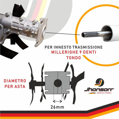 Jhonsorr Gruppo Zappette per Decespugliatori Motozappa per Orto Fresa Ingranaggio Zappe 9 Denti Tubo Ø26 Mm Universale