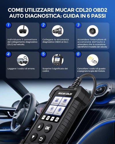 CDL20 Diagnosi Auto Tutte Autodiagnosi OBD2/ EOBD Con Funzioni OBDII Odb2 Diagnostica in Italiano Del Motore Strumento Diagnostica per Autoveico