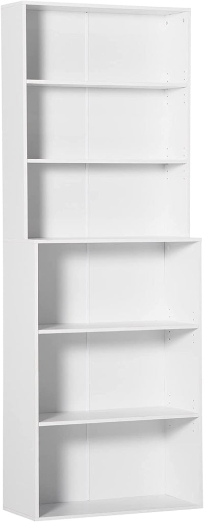 Libreria Scaffale a 6 Ripiani in Legno, Mobile Con Mensole Regolabili per Salotto E Camera Da Letto, 76.2X34.5X209Cm, Bianco