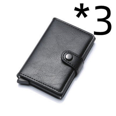 RFID Anti-Theft Men Vintage Wallet Aluminum Metal Purse Leather Cover