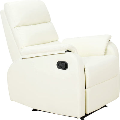 Poltrona Relax per Interni, Reclinabile Manualmente Con Cuscino Imbottito, in Similpelle E Acciaio, 75X82X99 Cm, Crema