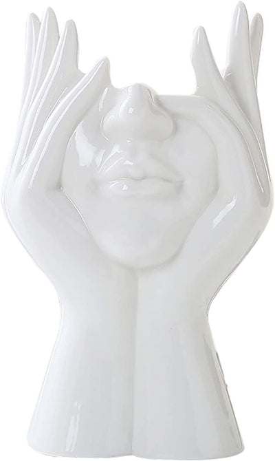 Vaso per Il Viso in Ceramica, Vaso Di Fiori Bianco per L'Arredamento, Forma Femminile Testa a Metà Corpo Busto Vasi Minimalismo Decorativo Moderno Stile Nordico Vaso Di Fiori (A)