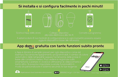 -Telecamera Wifi Interno Full HD, Videocamera Di Sorveglianza Dom-E, Sensore Di Movimento, Visione Notturna 10M, Controllo Smartphone, Audio Bidirezionale, Rotazione Orientabile, 1 Unità