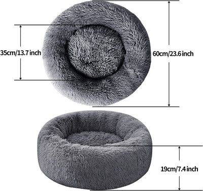 Cuscino Gatto Cuccia Gatti Cuccia Pelosa per Cani, Interno Morbida Cuscino Rilassante per Cani Cuccia Cane Pelosa Lavabile (60Cm, Grigio Scuro)