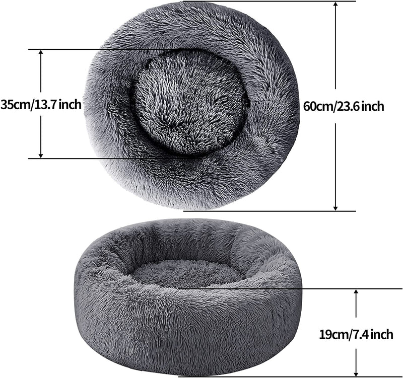 Cuscino Gatto Cuccia Gatti Cuccia Pelosa per Cani, Interno Morbida Cuscino Rilassante per Cani Cuccia Cane Pelosa Lavabile (60Cm, Grigio Scuro)