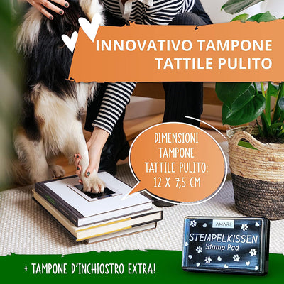 ® Kit per La Stampa Di Zampe Di Animali Domestici Con 2 Tamponi per Timbri E 4 Schede Di Stampa - Impronta Cane - Regalo per Cani - Impronta Zampa Cane - Kit Impronta
