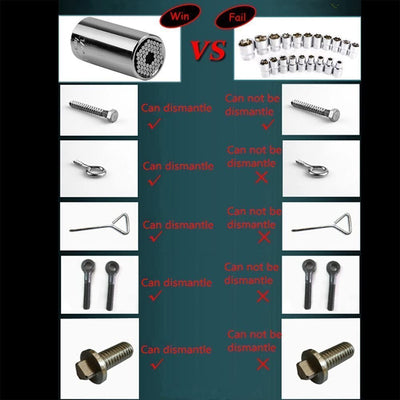 Chiave a Brugola Chiave Universale Dado Universale Chiave a Bussola Universale Utensili a Mano Multi Funzione 7-19Mm Con Adattatore per Avvitatori Ad Angolo Di 105° Cacciavite Strumenti Di Riparazione