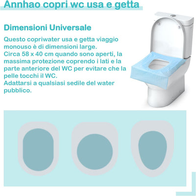 30 Pezzi Copriwater Usa E Getta, Copri WC Usa E Getta Biodegradabili per Adulti E Bambini, Impermeabile, Borsa Individuale, Antibatterico Copriwater Universali, Copriwater Portatile Da Viaggio