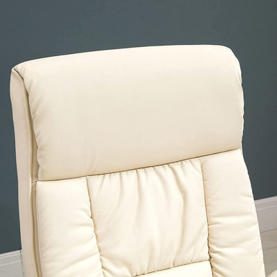 Poltrona Relax Reclinabile Fino 135° Con Seduta Girevole E Pouf Poggiapiedi Abbinato, 80X69X110Cm, Crema