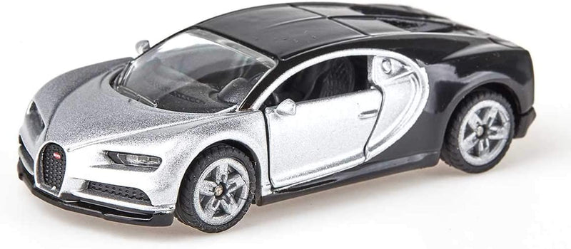 1508, Auto Sportiva Bugatti Chiron, Auto Giocattolo per Bambini, Metallo E Plastica, Argento E Nero, Portiere Apribili