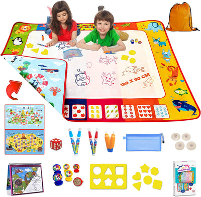 - Tappeto Magico 2 Lati 120X90Cm Con Accessori, Giochi Educativi E Didattici, Giocattolo per Disegni, Acqua, Bambini 3 Anni, Doodle Idea Regalo Design Registrato