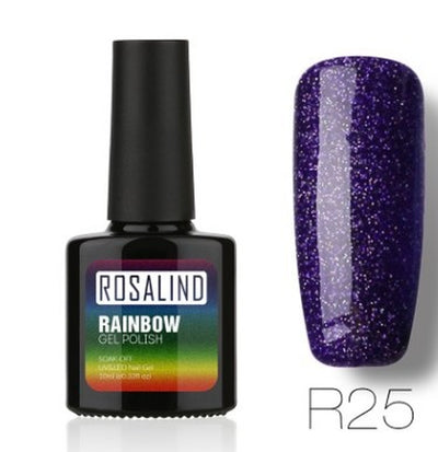 Nail Free, Long-Lasting, Non-Toxic, Nail Polish, ROSALIND Phototherapy Glue, Star Studded Rainbow System.