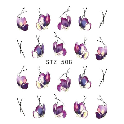 1Pcs Nail Sticker Butterfly Flower Water Transfer Decal Sliders for Nail Art Decoration Tattoo Manicure Wraps Tools Tip JISTZ508