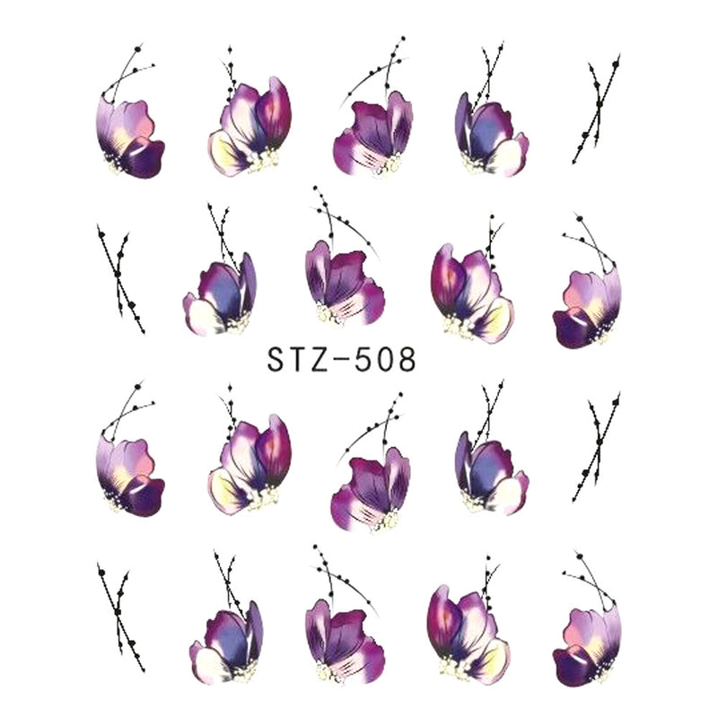 1Pcs Nail Sticker Butterfly Flower Water Transfer Decal Sliders for Nail Art Decoration Tattoo Manicure Wraps Tools Tip JISTZ508