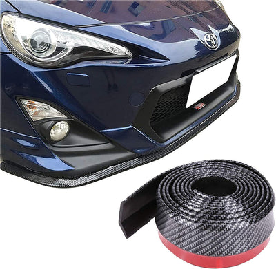 Spoiler Protezione Paraurti per Auto,  Protettore Respingente Auto Anteriore Fibra Di Carbonio Lip Modanatura Frontale 2.5M Universale Sticker Lip Bumper Forte Appiccicoso (Nero + Argento)