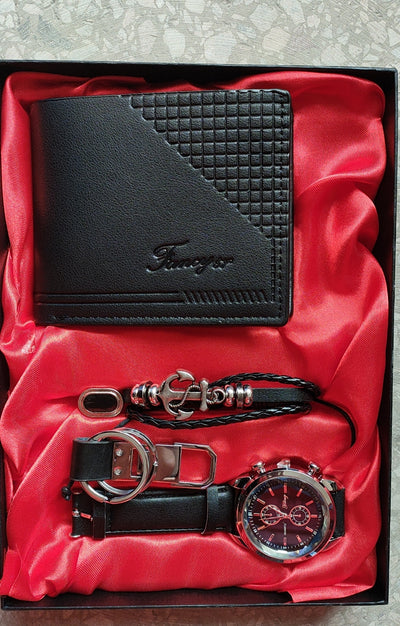 Exquisite Men'S Gift Set Wallet Bracelet Watch Five-Piece Gift Set Birthday Surprise Gift