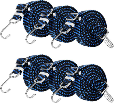 6 Pezzi Corde Elastiche Con Gancio 0,5 M Cinghie Elastiche Larghezza 3Cm Portapacchi Tenditori per Bagagli Corda Elastica Piatta Regolabile Forti ​Corda Elastica per Campeggio, Auto, Bici