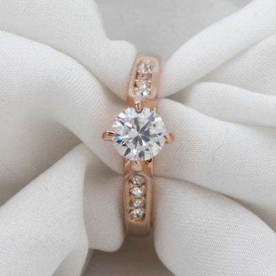 Classic Foreign Hot Hand Decorated Korean Minimalist Engagement Rose Gold Plated Ring Nvjie High-Grade Zircon Wholesale