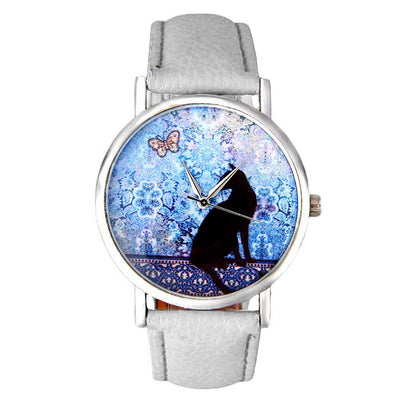 New Cute Small Fresh Cat Pattern Quartz Leather Watch Student Couple Watch