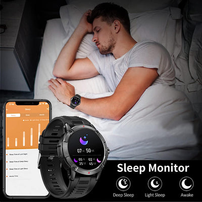 Smartwatch Uomo Chiamata Bluetooth,1,6'' HD Orologio Fitness Tracker Impermeabil Ip68,Contapassi, Bussola, Sonno,Cardiofrequenzimetro Smart Watch per Android Ios,3 Cinturino