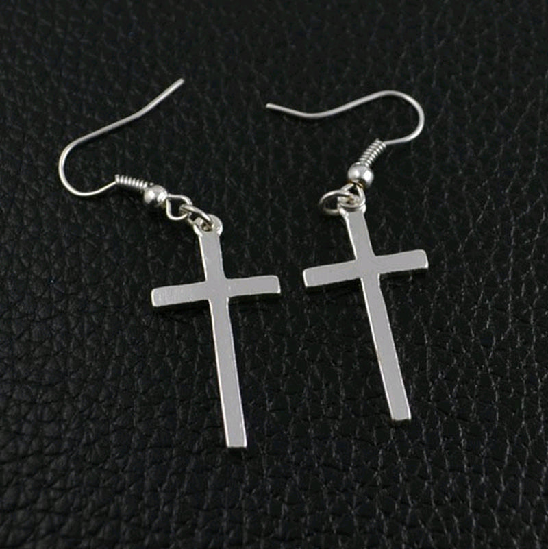 Europe and the United States New Earrings Simple Christian Cross Earrings Alloy Cross Show Ear Hook