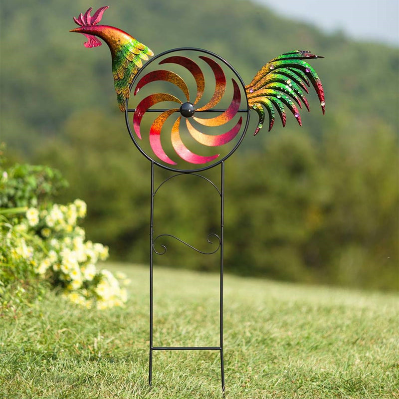 Iridescent Rooster Wind Spinner Rooster Metal Craft