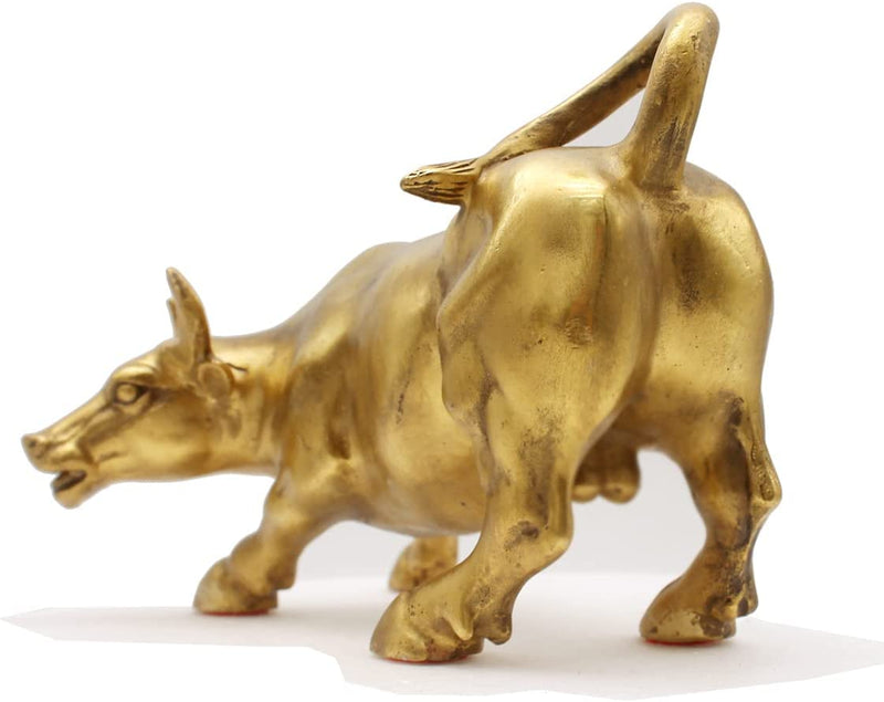 Statua Di Toro in Ottone - Fortuna Feng Shui, Simbolo Fortunato Del Mercato Azionario, Scultura Decorazione per La Casa Rappresenta Carriera E Ricchezza (M - 7,4 Pollici)