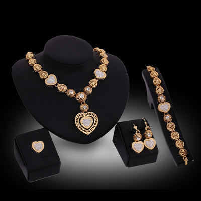 Foreign Trade Classic Alloy Jewelry Four Sets of Exaggerated Bride Wedding Jewelry Ladies Party Jewelry Gift Set