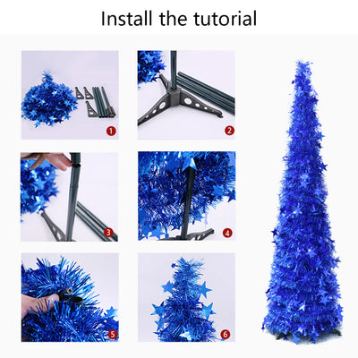 Artificial Tinsel Pop up Christmas Tree with Stand Gorgeous Collapsible Artificial Christmas Tree for Christmas Decorations