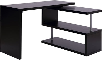 Scrivania Angolare per Computer Con Scaffali, Tavolo Da Pranzo in Legno 120 X 106 X 75Cm Nero