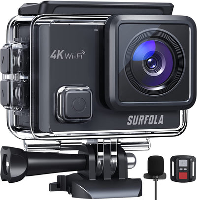 Action Cam 4K 30FPS 20MP Fotocamera Subacquea 40M Impermeabile Con Kit Di Accessori per Microfono Con Telecomando E 2 Batterie Videocamera per Casco Da Moto per Snorkeling Bicicletta E Vlog