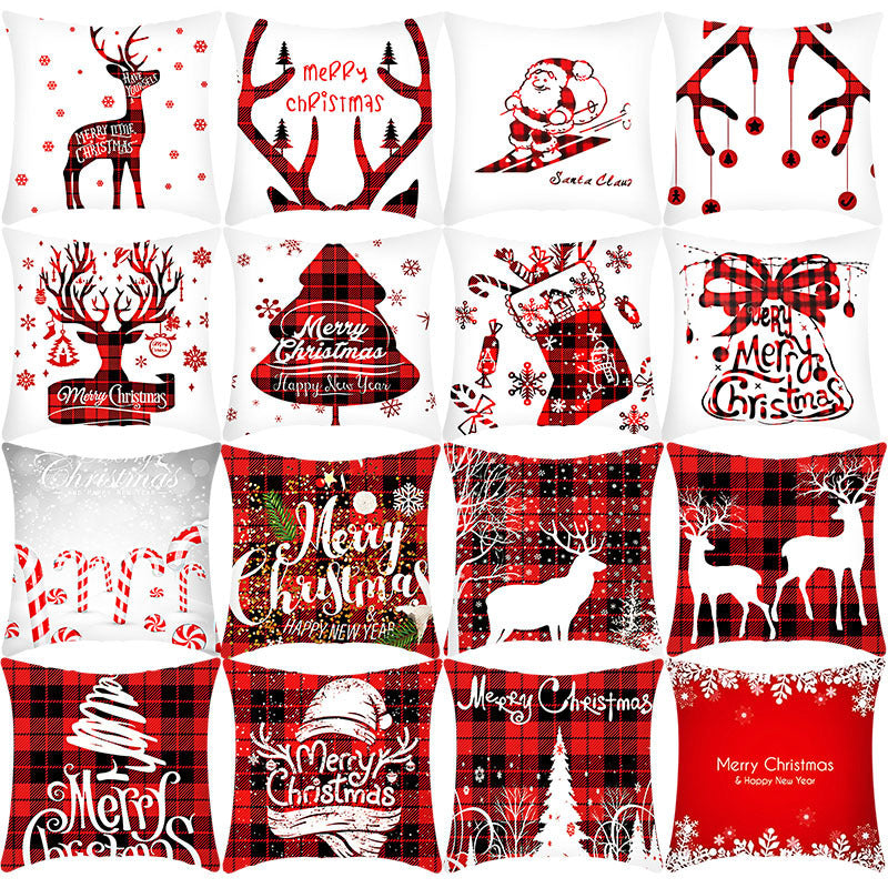 2021 Merry Christmas Cushion Cover 45Cm Elk Santa Claus Short Plush Sofa Pillow Cover Home Decor Pillowcase Christmas Decoration