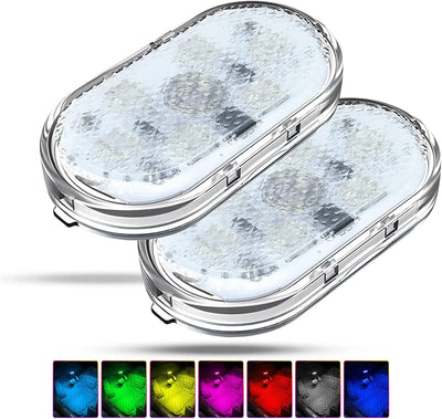 2 Pezzi Luci Led Interne per RGB Auto, Luce Touch a Led 7 Colori Regolabile Ricaricabile Usb Led Auto Senza Fili Accessori per Auto Illuminazione Ambientale Interna