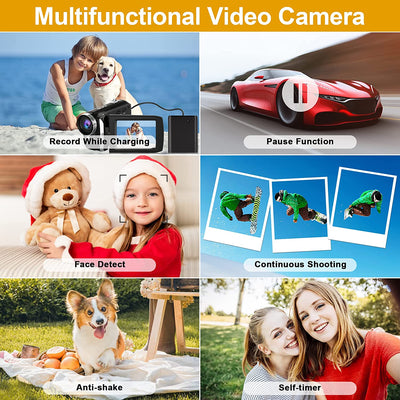 Videocamera Digitale 2.7K per Bambini/Studenti/Principianti, 2.7K 2688X1520 20Fps /Full HD 1080P 30Fps / 36MP Videocamera per Bambini