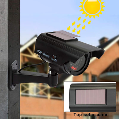 Telecamere Fittizie Di Sorveglianza Da Esterno/Interno Energia Solare Videocamera Antifurto Con LED Lampeggiante CCTV D'Imitazione - 4 Pezzi