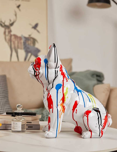 Scultura Statuetta Animali Regali Statua Bulldog Figurina Resina Cartoon Arte 48Cm