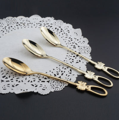 Stainless Steel Spoon Fork Set Butterfly Stainless Steel Coffee Spoon, Creative Japanese and Korean Tableware, Gold-Plated Stainless Steel Spoon Fork