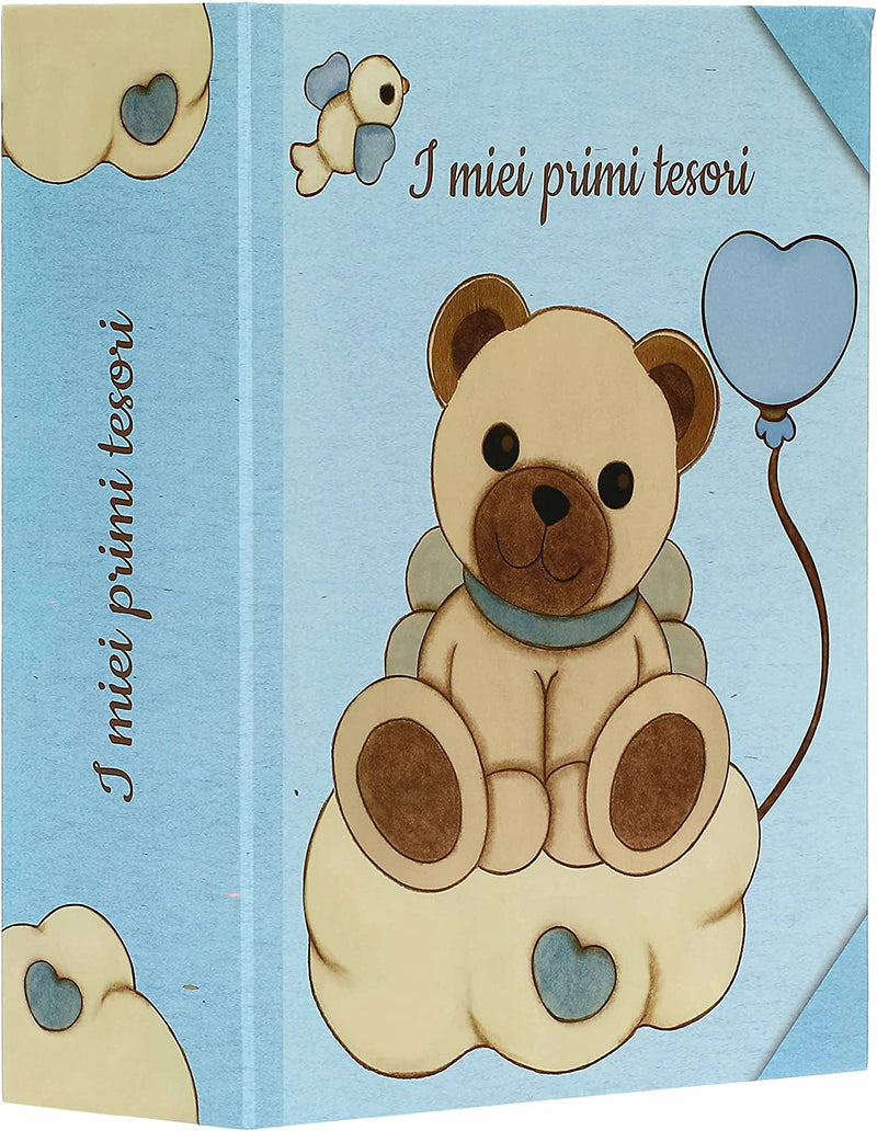 - Scatola Ricordi Blu Con Teddy - Bambini, Album E Ricordi - Carta - 24X30X10 Cm