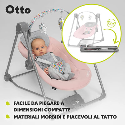 Otto Dondolo per Neonato E Bambini Fino a 9Kg Sdraietta Con Giocattoli 5 Velocità Suoni Rilassanti Della Natura Altalena Portatile E Pieghevole Cinture a 5-Punti Cavo Di Alimentazione USB