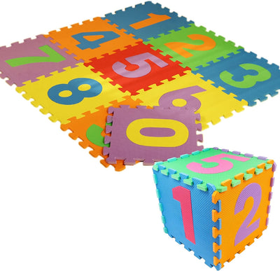 Tappeto Bambini 10 Pezzi 30X30 Numeri Tappetini Puzzle Gioco Gomma Schiuma Eva Certificato CE