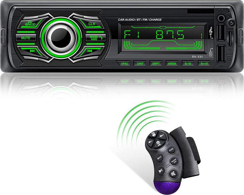 Autoradio Bluetooth, Stereo Auto Supporto Bluetooth Chiamata Vivavoce Lettore MP3 Radio FM, Con Due Porte USB, Volante Telecomando, Supporto Aux/Tf/Carica Rapida