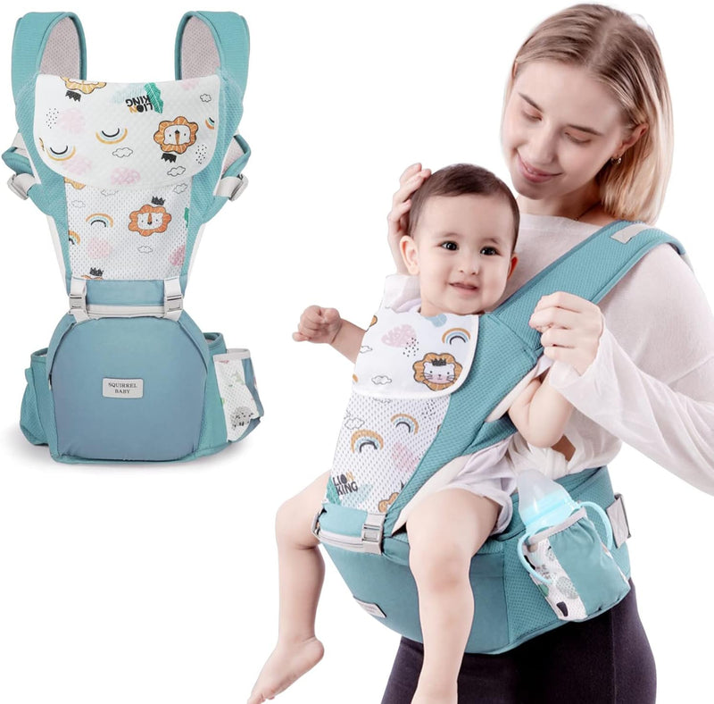 Marsupio Neonati Ergonomico, Porta Bambino Con Sedile Multiposizione, Marsupio Con Bavaglini, Puro Cotone Traspirante Leggero, Ideale Neonati E Bambini Da 0-36 Mesi(Inferiore a 20Kg)