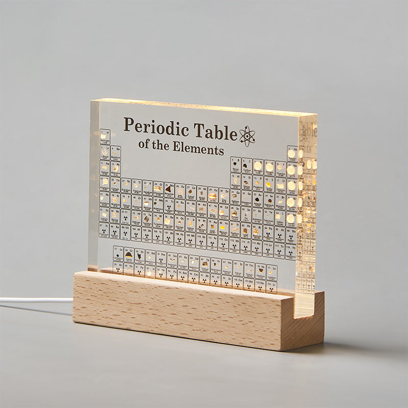 Acrylic Periodic Table of Elements with Real Samples with the Light Base Ornament School Teaching Display Chemical Real Element