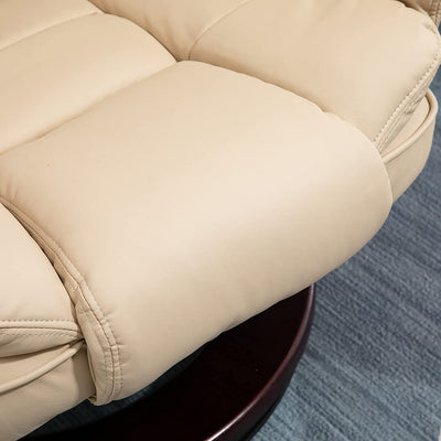 Set Poltrona Relax Reclinabile Con Pouf Poggiapiedi, Girevole a 360° Con Poggiatesta E Braccioli, Beige