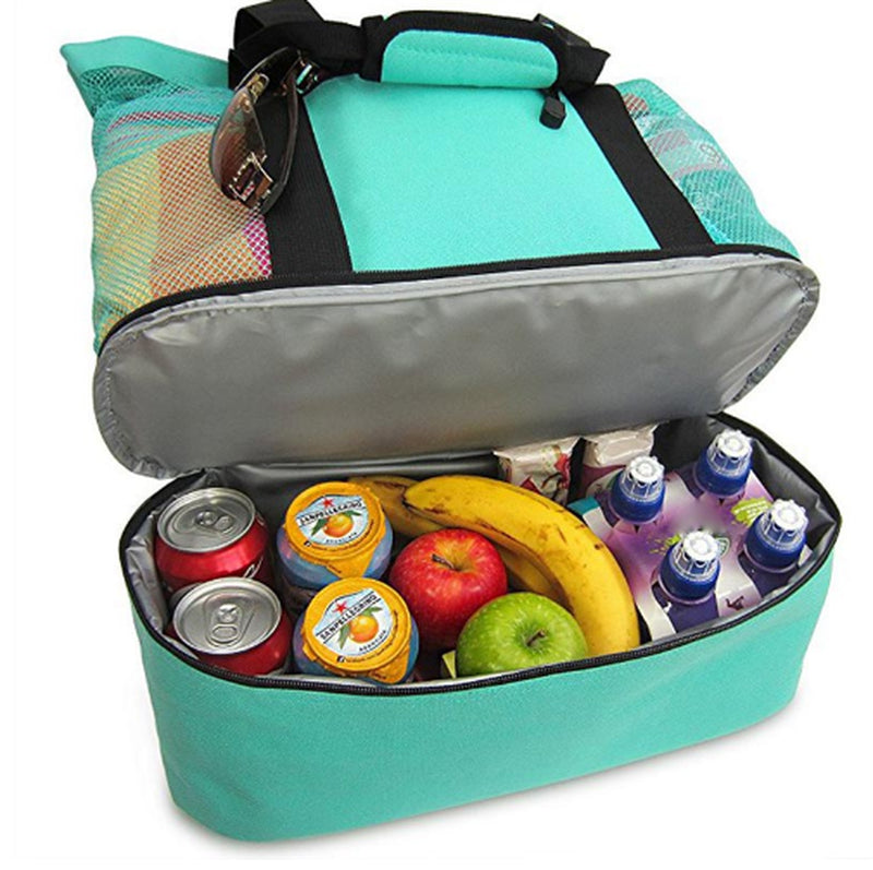 Large Capacity Canvas Single Shoulder Srorage Bag Double Layer Outdoor Travel Picnic Bag Lunch Box with Zipper